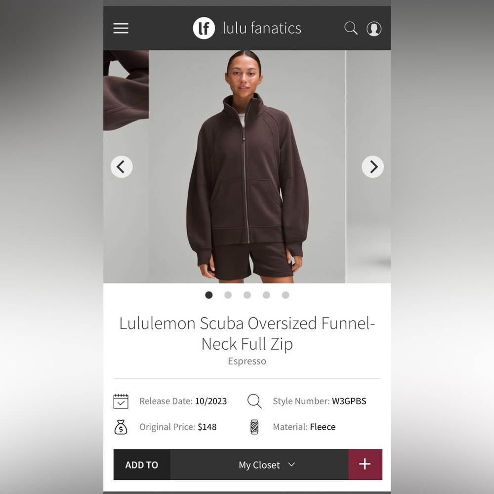 Lululemon Scuba Oversized Funnel-Neck Full Zip